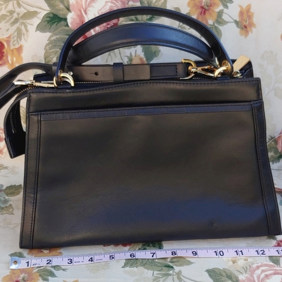 Michael Kors Black Leather Envelope Satchel Bag with Shoulder Strap - Picture 8 of 17